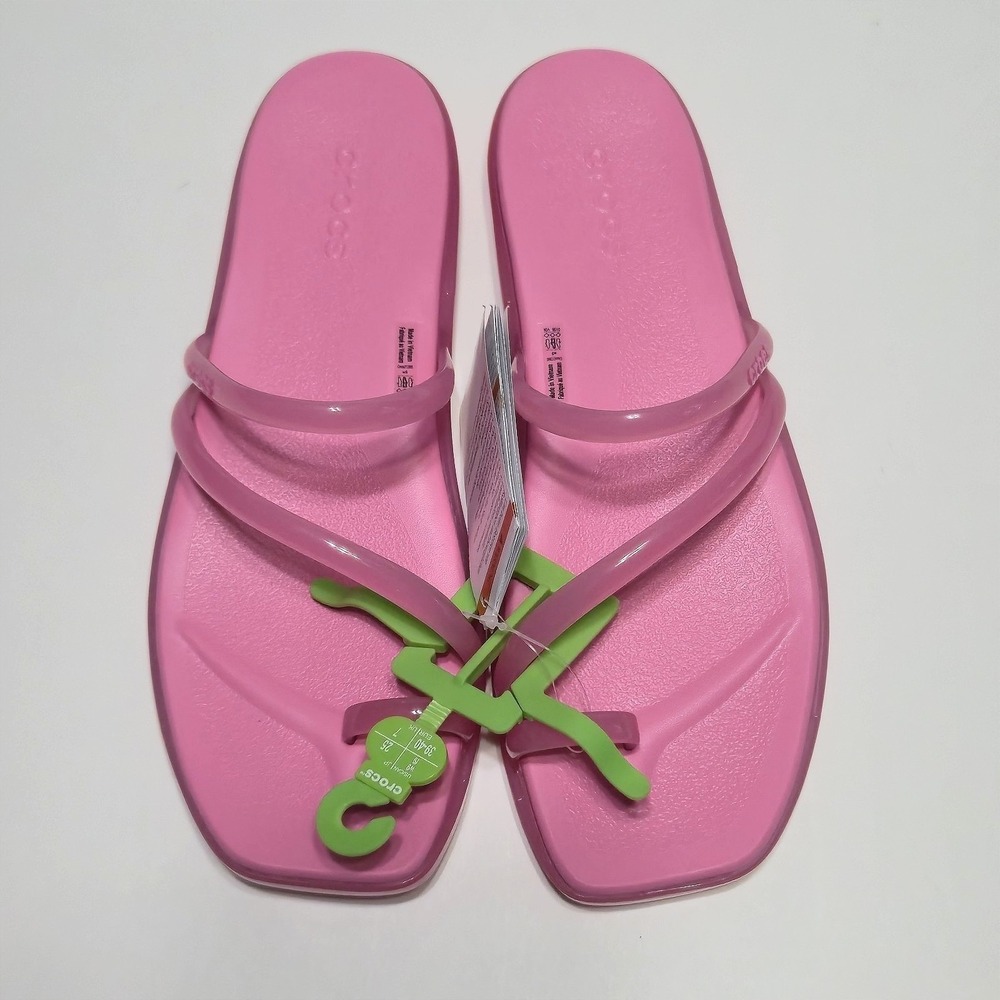 Crocs Miami Jelly Toe Loop Sandals Womens Size 7 Color Pink